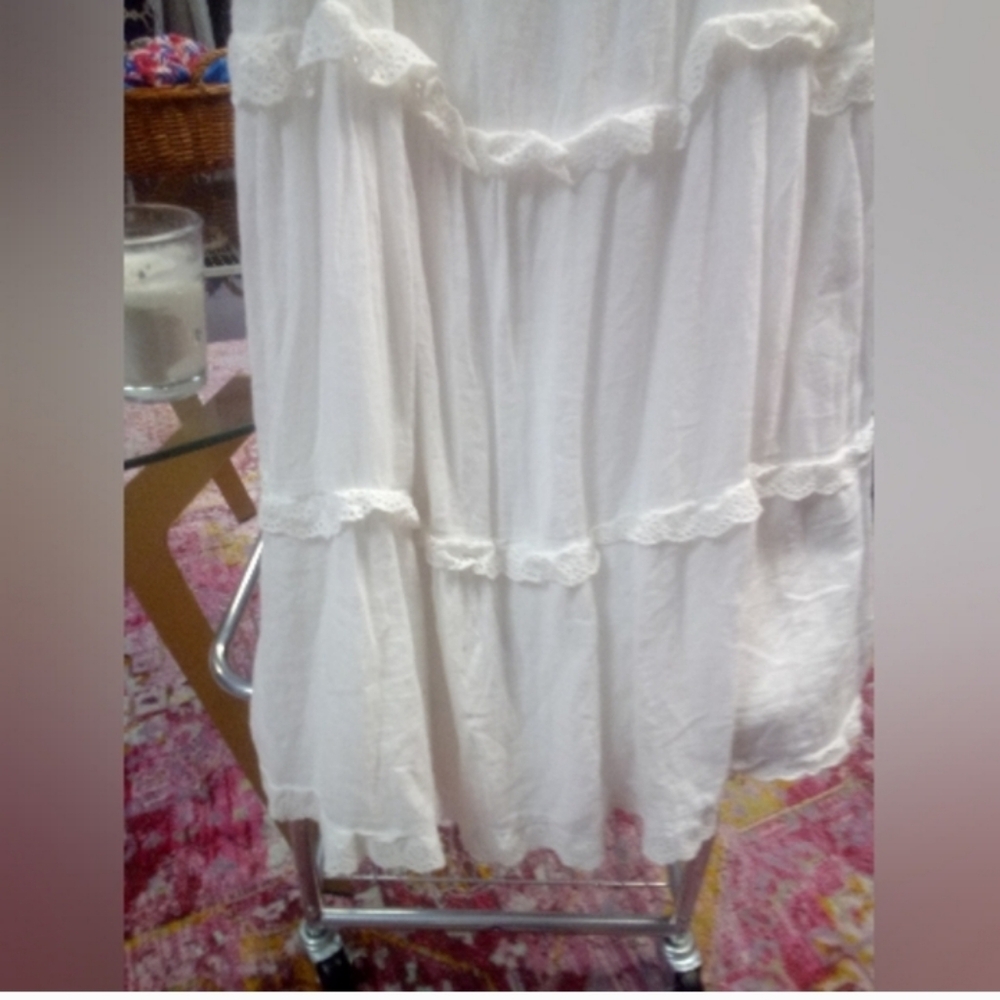 RAILS " Carlyn " White Mini Dress Tie Straps Ruffle Tiered Dress LARGE - Picture 4 of 16